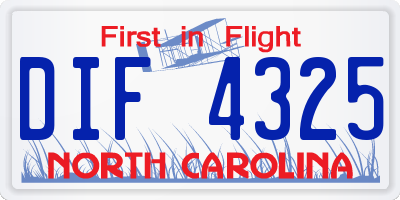 NC license plate DIF4325
