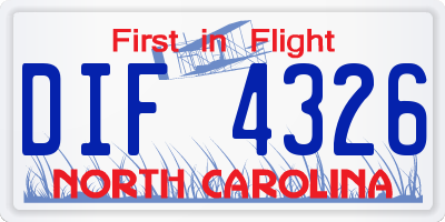 NC license plate DIF4326
