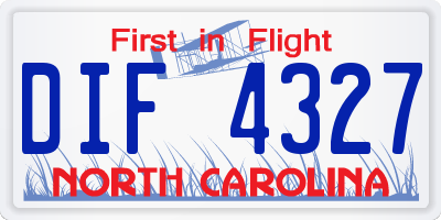 NC license plate DIF4327