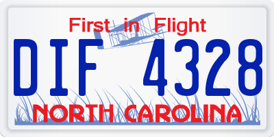 NC license plate DIF4328