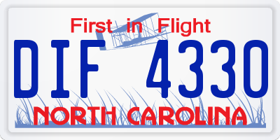 NC license plate DIF4330