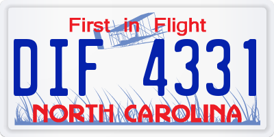 NC license plate DIF4331