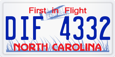 NC license plate DIF4332