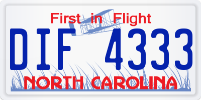 NC license plate DIF4333