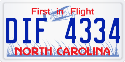 NC license plate DIF4334