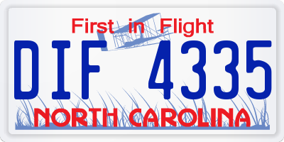 NC license plate DIF4335