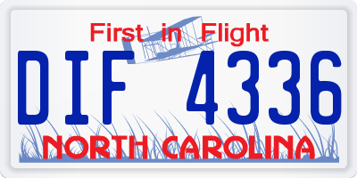 NC license plate DIF4336