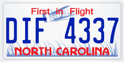 NC license plate DIF4337