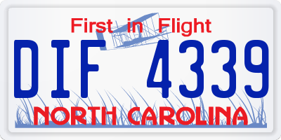 NC license plate DIF4339