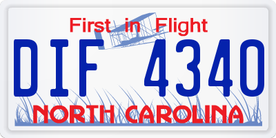 NC license plate DIF4340