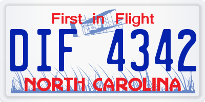 NC license plate DIF4342
