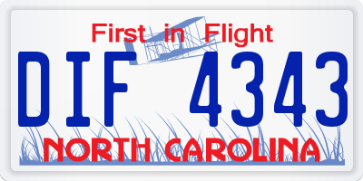 NC license plate DIF4343