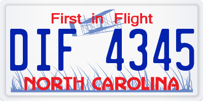 NC license plate DIF4345
