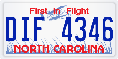 NC license plate DIF4346
