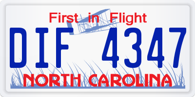 NC license plate DIF4347