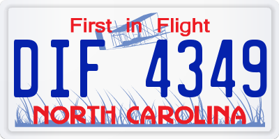 NC license plate DIF4349