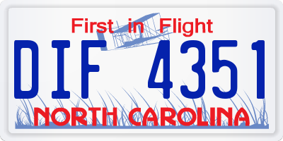 NC license plate DIF4351