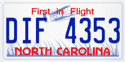 NC license plate DIF4353