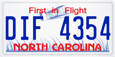 NC license plate DIF4354