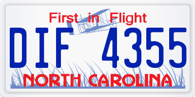 NC license plate DIF4355