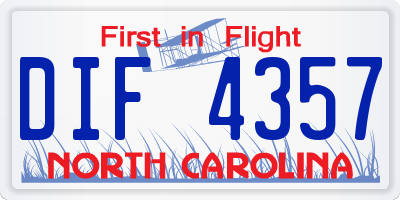 NC license plate DIF4357