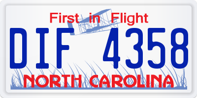 NC license plate DIF4358