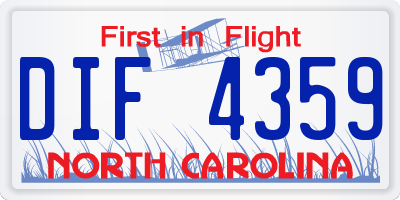 NC license plate DIF4359