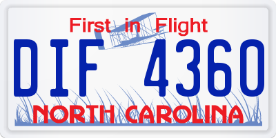NC license plate DIF4360