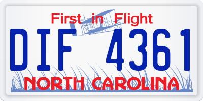 NC license plate DIF4361