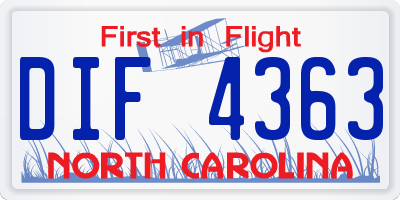 NC license plate DIF4363