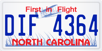 NC license plate DIF4364