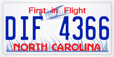 NC license plate DIF4366