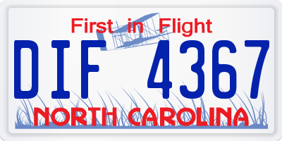NC license plate DIF4367