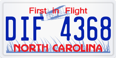 NC license plate DIF4368