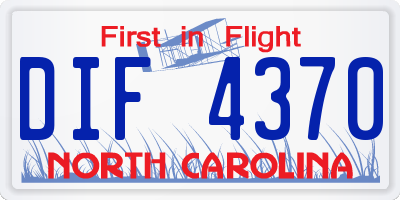 NC license plate DIF4370