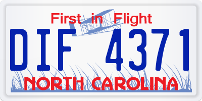 NC license plate DIF4371