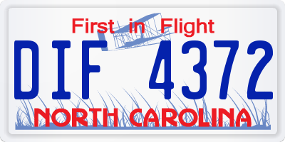 NC license plate DIF4372