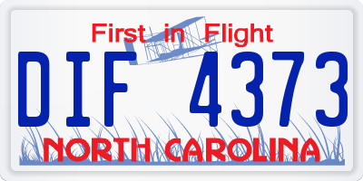 NC license plate DIF4373