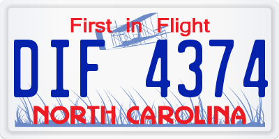 NC license plate DIF4374