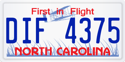 NC license plate DIF4375