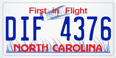 NC license plate DIF4376