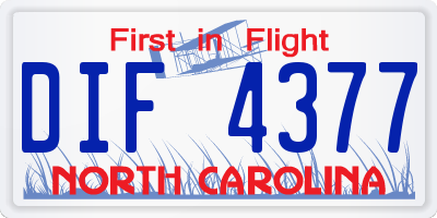 NC license plate DIF4377