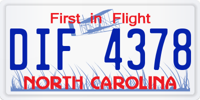 NC license plate DIF4378