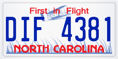 NC license plate DIF4381