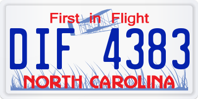 NC license plate DIF4383