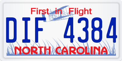 NC license plate DIF4384