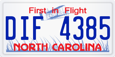 NC license plate DIF4385