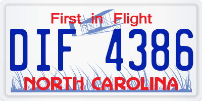 NC license plate DIF4386