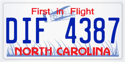 NC license plate DIF4387