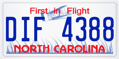 NC license plate DIF4388